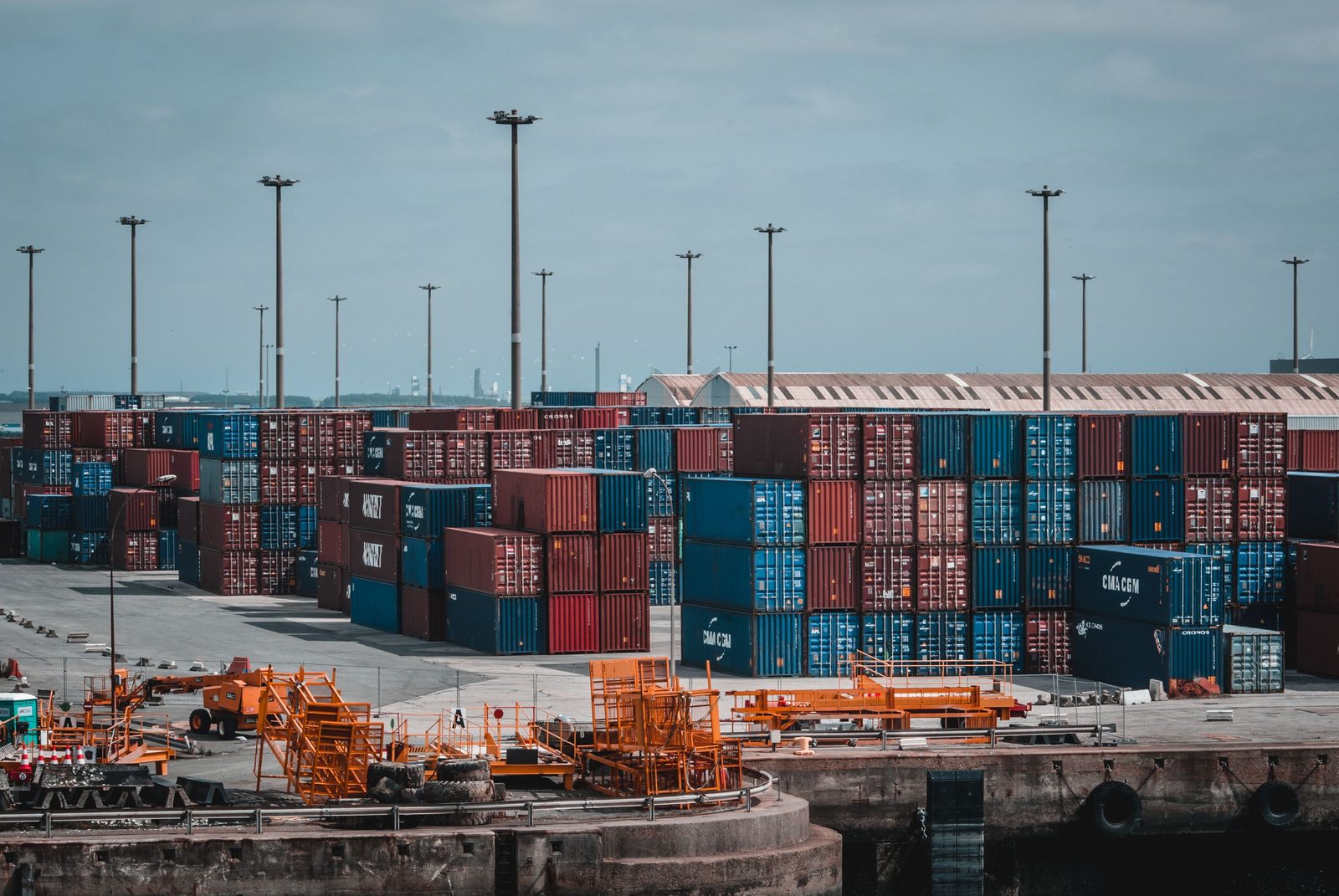 Shipping port terminal aerial view